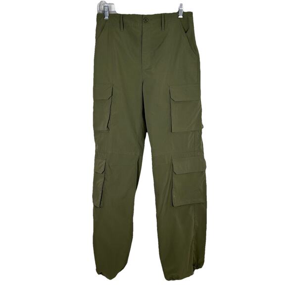 Love Tree Women's M Juniors High Rise Skater Cargo Pants Olive Green toggle hem - Picture 1 of 8